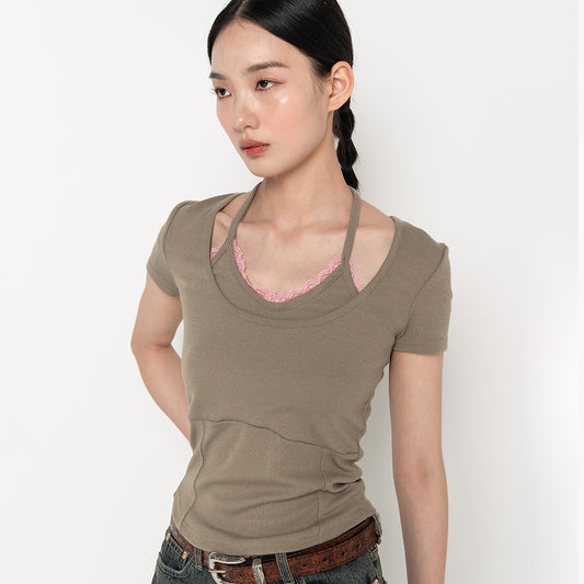 high-school-disco-ss-24-lace-halterneck-short-sleeve-tshirt-khaki