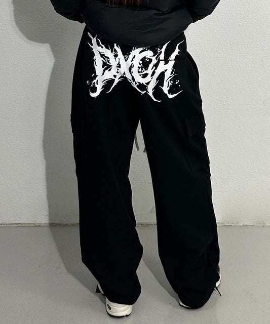 dxoh-fw-24-street-logo-parasuit-wide-cargo-pants-black