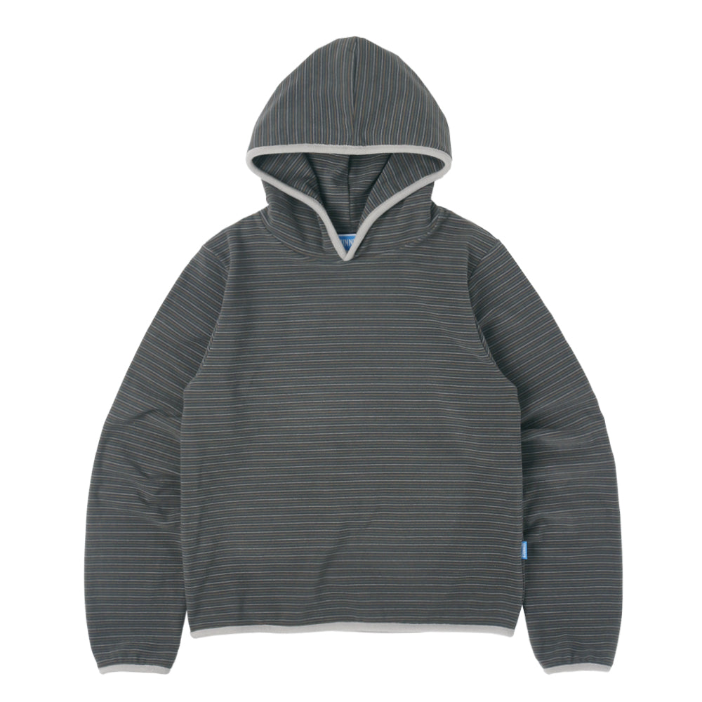 [SUNNECT] SS 25 Stripe Taped Hoodie - Charcoal