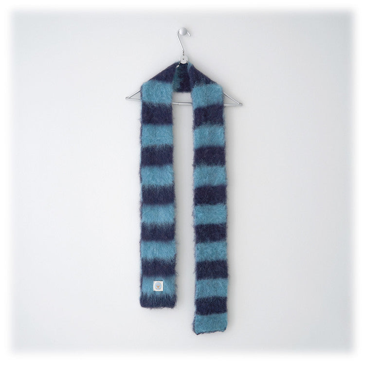 [SUH SUH] FW 24 HAIRY STRIPE MUFFLER (GREEN BLUE & NAVY)