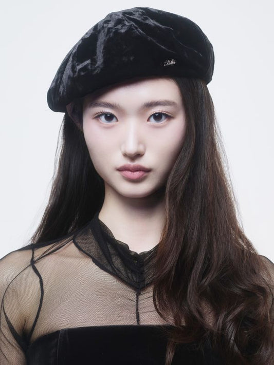 [LOLLA] Seasonless Velvet Lover Beret ( Black )