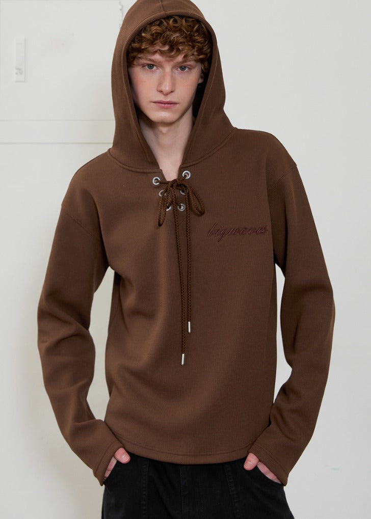 esc-studio-ss-25-eyelet-waffle-hoodie(brown)