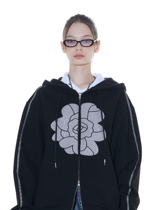 lartigent-fw-24-l14-rose-hood-zipup-(black)