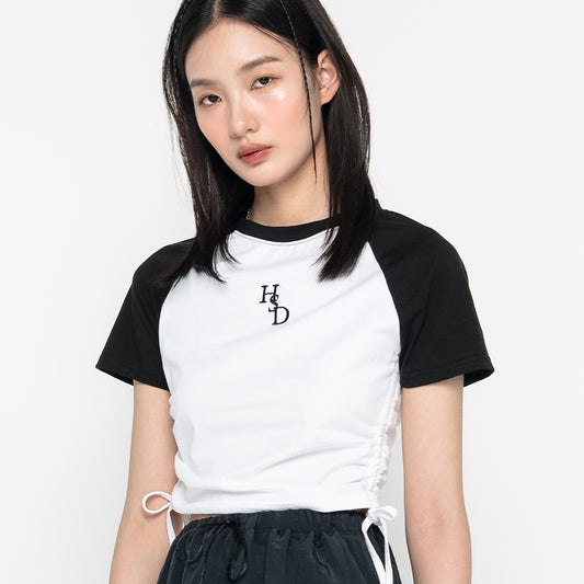 high-school-disco-ss-24-reglan-hsd-shirring-crop-tshirt-white