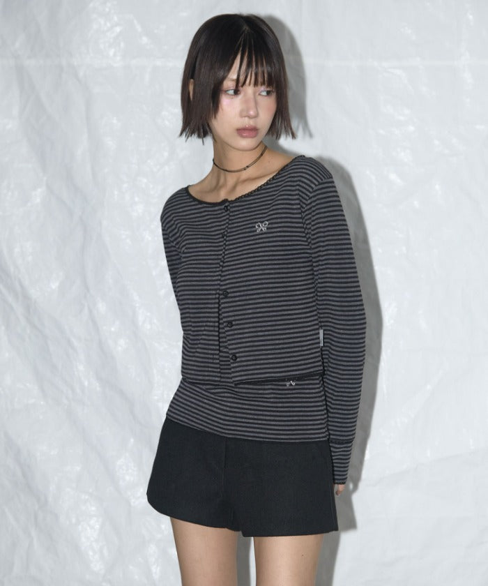 nasty-fancy-club-ss-25-lace-stripe-basic-cardigan-(black-stripe)_f25qb091