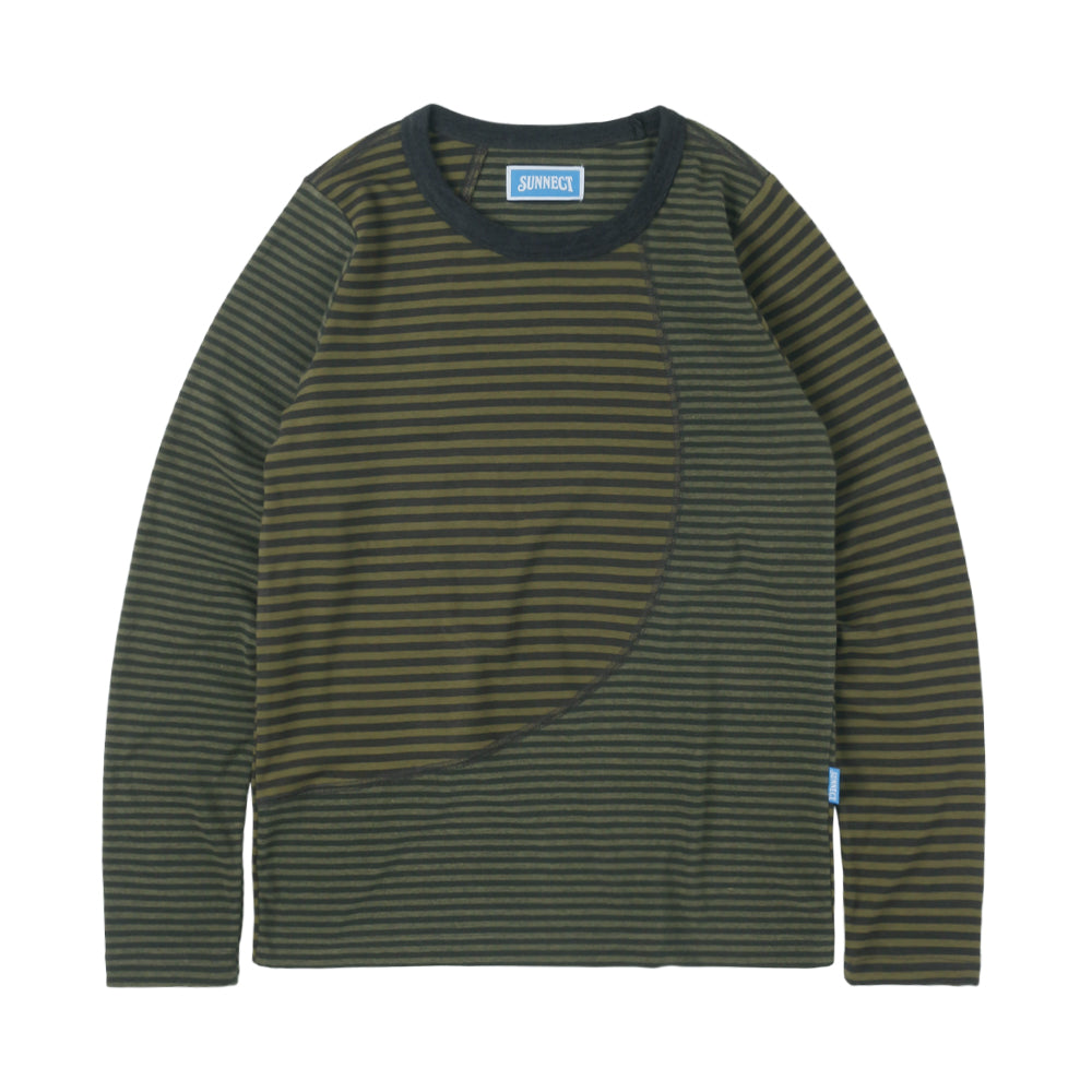 [SUNNECT] SS 25 Truth Striped LS Tee - Olive