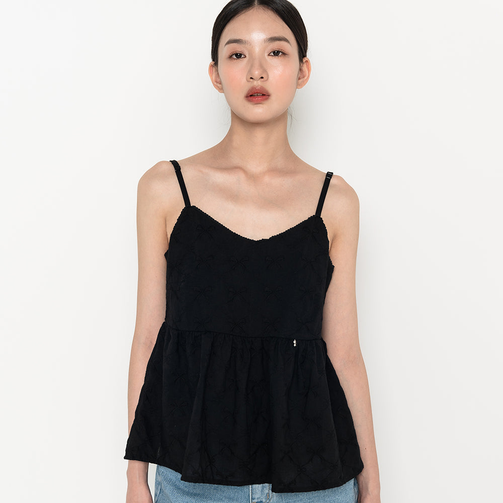 high-school-disco-ss-24-ribbon-flared-sleeveless-top-black