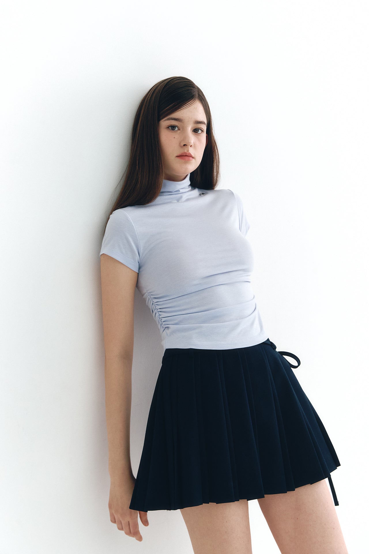 moilly-ss-25-mini-ribbon-pleats-skirt-navy