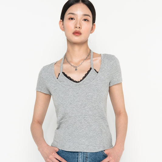 high-school-disco-ss-24-lace-halterneck-short-sleeve-tshirt-gray