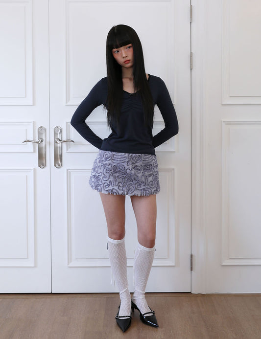 ugly-shadow-fw-24-rose-fur-mini-pants-skirt(blue-grey)