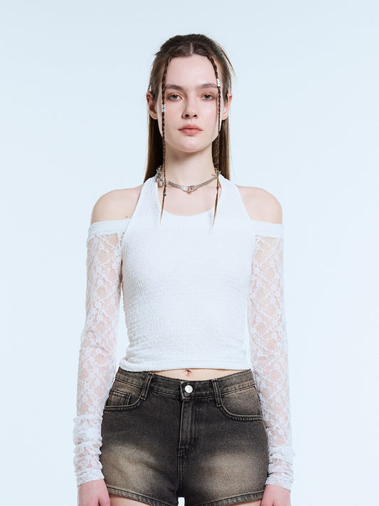 lartigent-ss-24-l11-halter-lace-top-setwhite