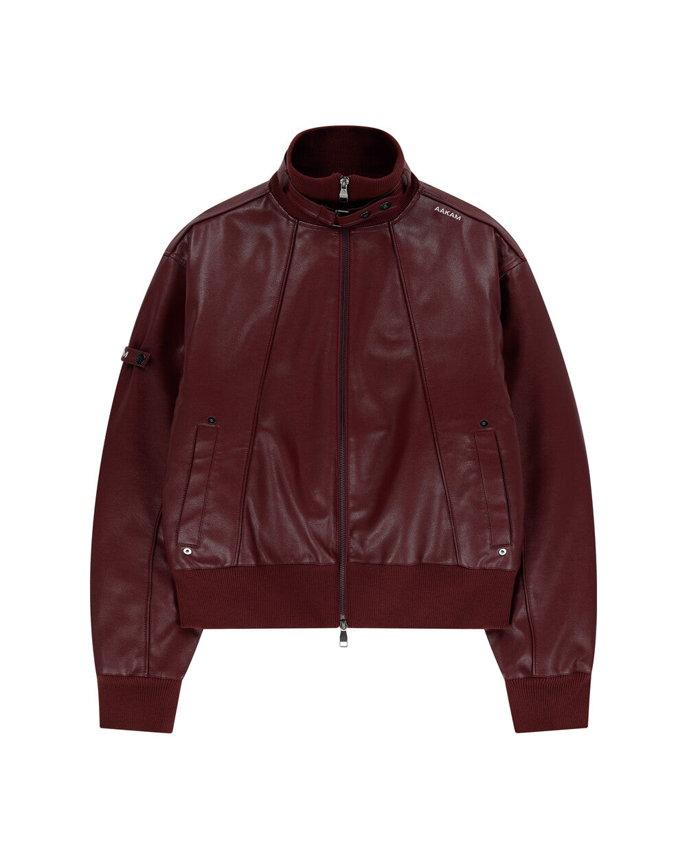 aakam-fw-24-highneck-piping-leather-blouson-(wine)