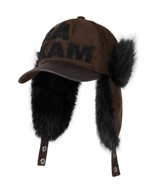 aakam-fw-24-leather-mixed-trapper-cap-(brown)